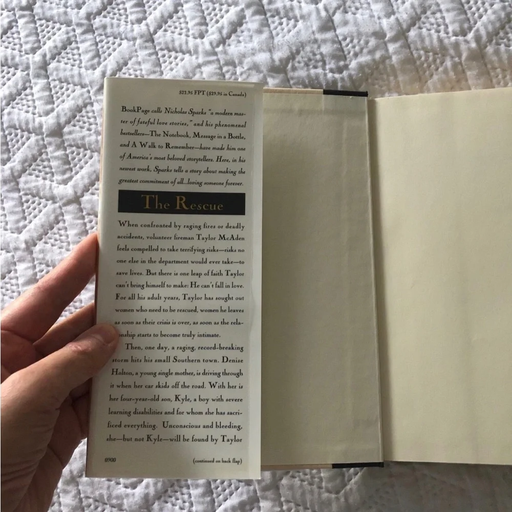 The Rescue Hardcover Book by Nicholas Sparks First Edition Printing Y2K SIGNED